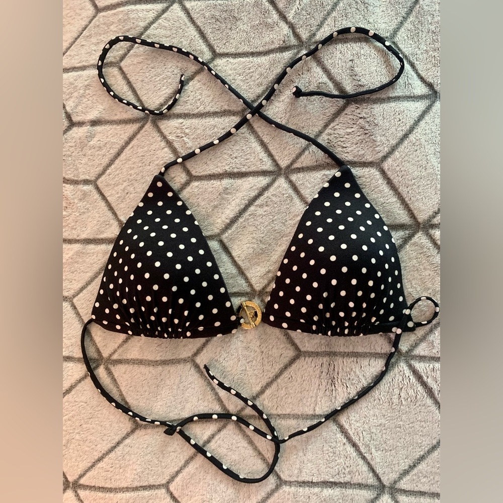 Victoria’s Secret Black White Polka Dot Bikini Top Size Medium